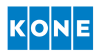 KONE logo bold white text four blue vertical bars on transparent background